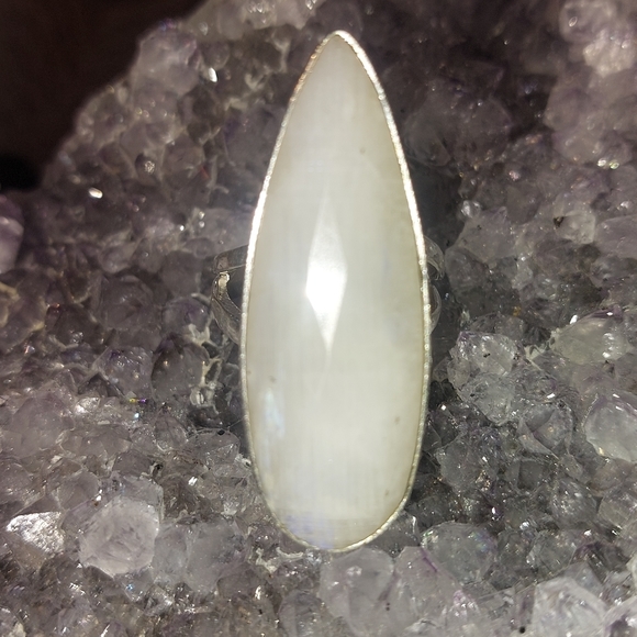 Faceted Moonstone Large Statement Ring - Picture 2 of 5
